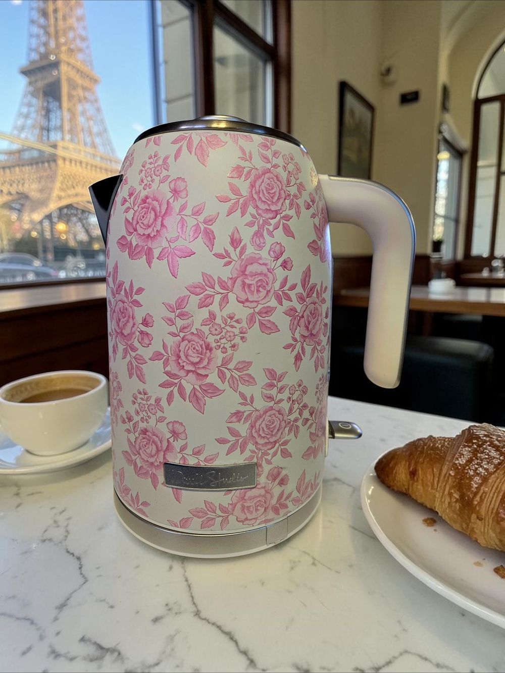 NEW Dwell Studio Pink Flower Print Electric Kettle Stainless Steel 1.7 LT-1500W